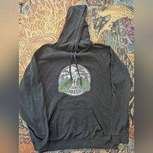 Black Graphic Hoodie with Mountain Design